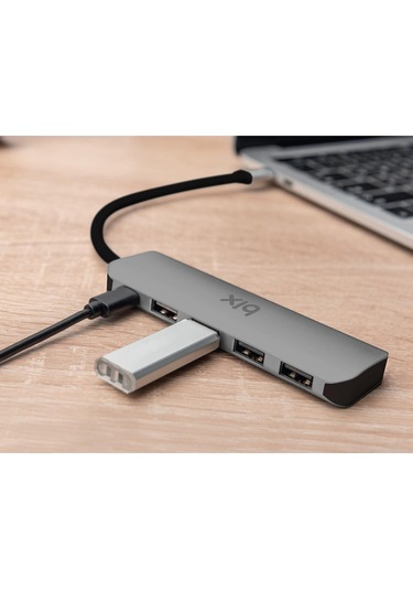Bix BX07HB Type-C to Type-C 4 Portlu USB 3.0 Çoklayıcı Dönüştürücü Adaptör