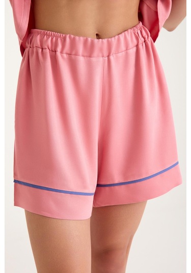 Dream Pembe Viskon Kısa Kollu Şortlu Önden Düğmeli Pijama Takım Pembe