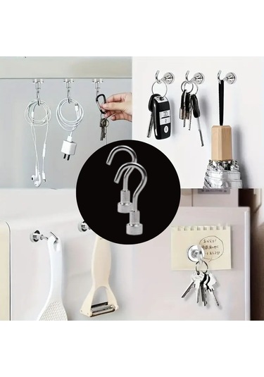 Buffer Güçlü Manyetik Çok Amaçlı 2'li Magnet Askı Gri