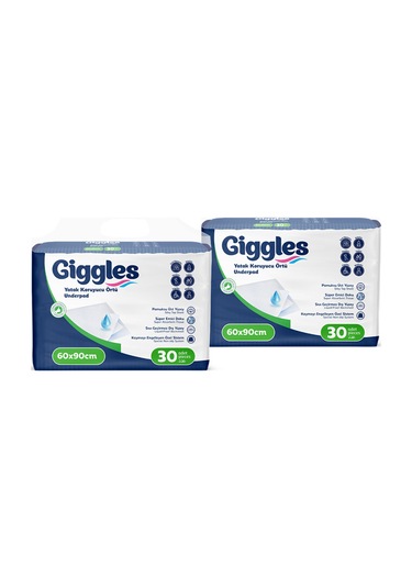 Giggles 60 x 90 Yatak Koruyucu Örtü 30'lu 2 Paket 60 Adet