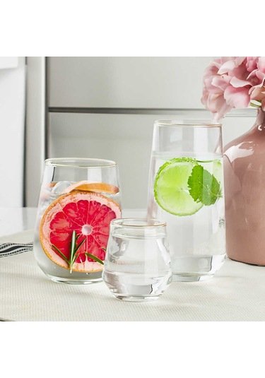 Paşabahçe Te-04 Allegra 18 Parça Altın Yaldızlı Bardak Takımı