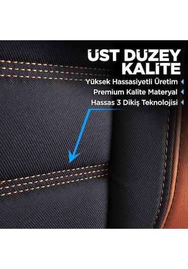 Panda Special Serisi Jakar Kumaş Oto Koltuk Kılıfı - Siyah - Taba
