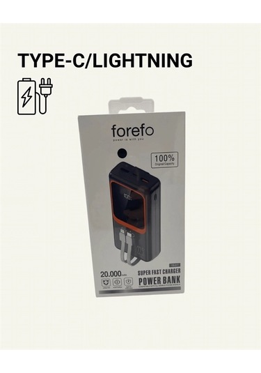 20000 Mah Powerbank Çok Kablolu, Dijital Göstergeli, Yüksek Hızlı Şarj Cihazı Çok Renkli