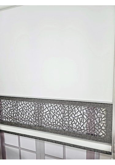 Yeni Nesil Çift Renk Lazer Stor Perde Mat Kalın Kumaşlı Renk Seçenekli Beyaz-gri