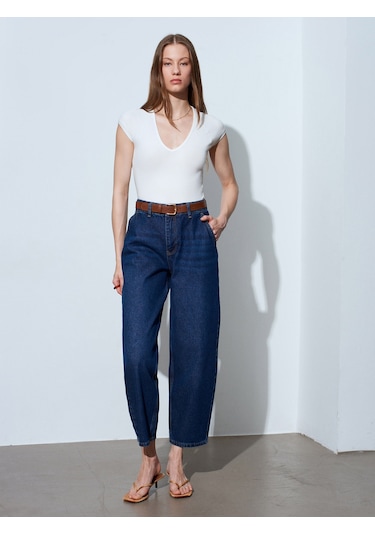 Dilvin 32894 V Yaka Fit T-shirt-ekru