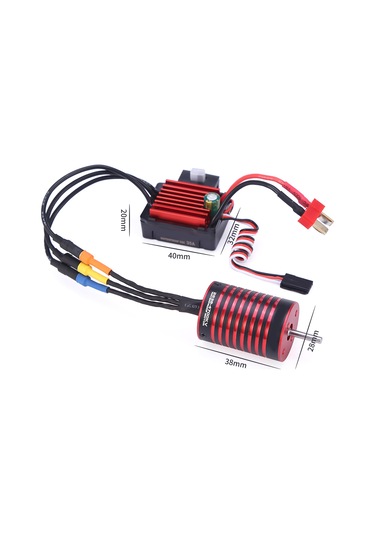 Xindoker 2838 3700kv 4 Kutup Motor + 35a 120a Patlama Akülü Esc Seti, 1/14 1/16 Araçlar İçin, 2-3s Lipo, Siyah-kırmızı