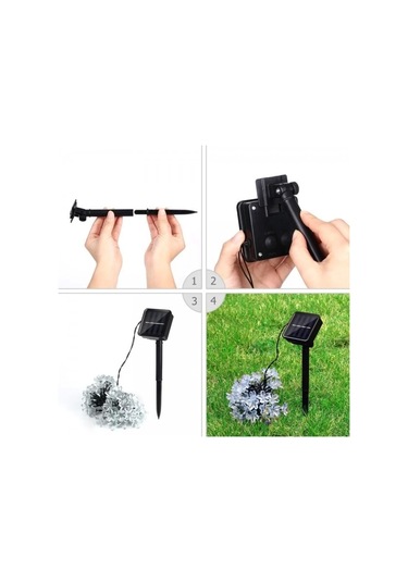 Solar 30 Ledli Çiçekli Günışığı Bahçe Aydınlatma Dekorasyon Güneş Enerjili Asorti