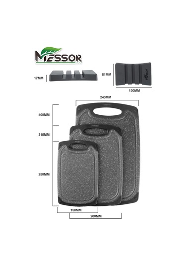 Messor 3'lü Plastik Kesme Tahtası Seti 193966522 Siyah