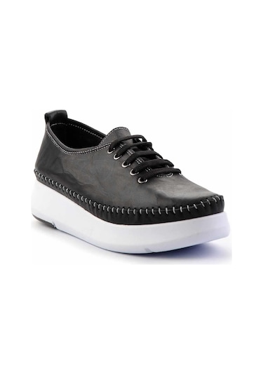Siyah Hakiki Deri Kadın Casual Ayakkabı K01908005203 Siyah