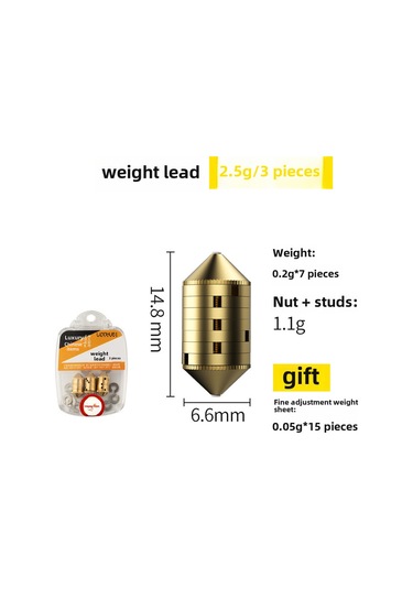 Mufunye Balıkçılık Hızlı Ayar Kilidi Ağrımsız İç Çelik Kurşun Ağırlığı 2.5g 3'lü Kutulu + Regülatör Yastık Erişkin Bağımlı Spor