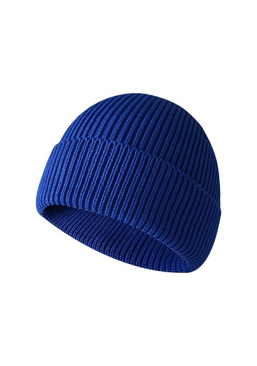 Erkekler İçin Manşetli Sıcak Örme Dış Mekan Şapkası, Kışlık Sıcak Örme Şapka Mavi