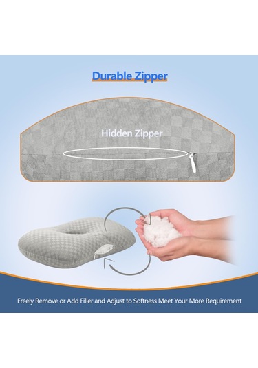 Geeksen Yatakta Kulak Koruyucu Yastık - Yan Yatanlar İçin Ergonomik Tek Delikli Gri Kulak Rahatlatıcı Yastık Gri