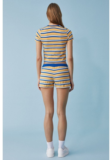 COLSA Kadın Regular Yüksek Bel Beyaz / Mavi / Sarı Alt-Üst Takım