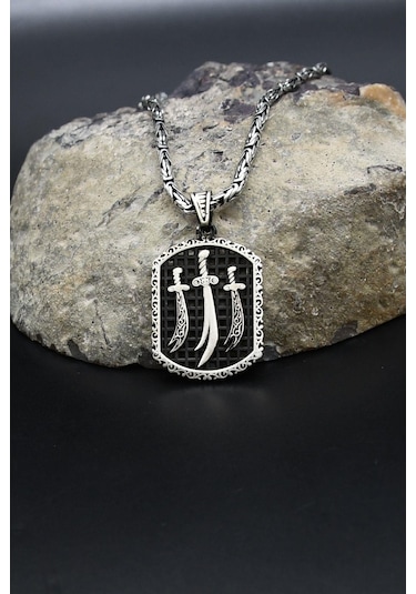 Hz. Ali Zülfikar Kılıcı 925 Ayar Gümüş Kolye Kral Zincir 2mm 902420 Gümüş