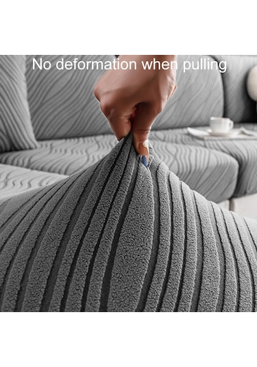 Örme Tembel Kanepe Örtüsü Ev Streç Kanepe Kaplama Kumaşı, Renk: Koyu Gri Ekstra Büyük Tek Kişi Gri