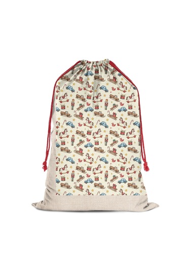 Büyük Noel Baba Hediye Çantası, Pamuklu Kordonlu, Yeniden Kullanılabilir Noel Klasik Oyuncak