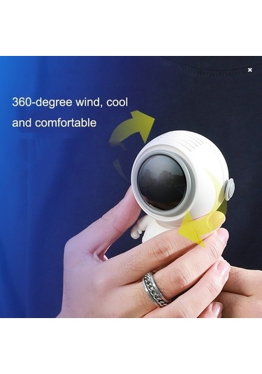 Mf040 Mini Taşınabilir Yapraksız Usb Asma Boyun El Spaceeman Fan Beyaz 7148 Beyaz