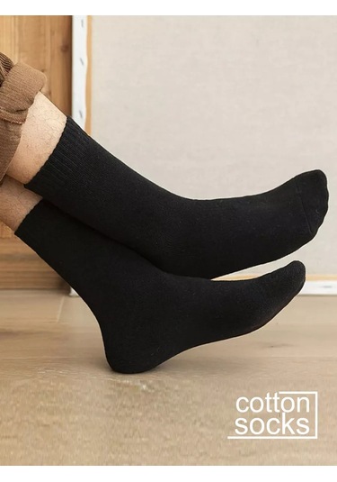 Cotonsocks Siyah, Yüksek, Pamuklu Çoraplar, 10 Çiftlik Set 210455382 Siyah