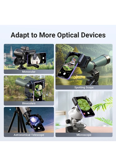 Wezone Apexel Teleskop Telefon Bağlayıcı Apl-f002x: 23-50mm Gözlük Çapı, 66-95mm Telefon Genişliği, Bluetooth Şerit, Siyah