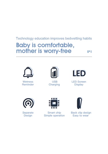 Moveevo Beyaz Bebek Islaklık Alarmı - Ayrık Tip, Titreşim/ses Uyarısı, Sıcaklık Nem Gösterimi, Sayısal Ekran, Dahili Li-pol Batarya