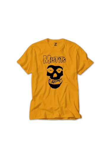 Misfits Skull Sarı Tişört Sarı