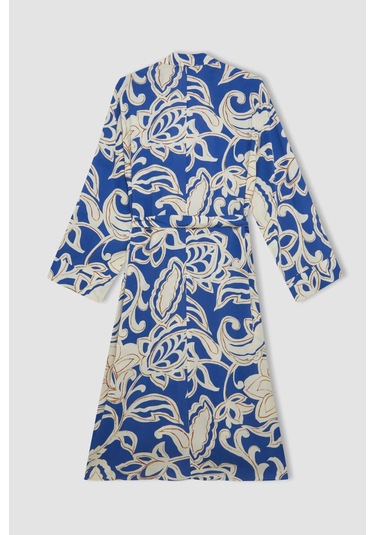 Defacto Relax Fit Desenli Uzun Viskon Kimono C9688AX24SMNV31 Lacivert