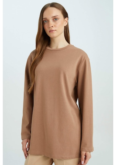 DeFacto Regular Fit Bisiklet Yaka Basic Düz Uzun Kollu Tişört Tunik D4897AX24WNBN299 DeFacto Regular Fit Bisiklet Yaka Basic Düz Uzun Kollu Tişört Tunik D4897AX24WNBN299