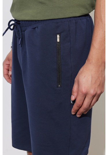 Ac&Co / Altınyıldız Classics Erkek Lacı Standart Fit Normal Kesim Pamuklu Cepli Esnek Örme Şort Lacivert