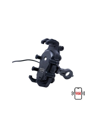 Caretech Ct-m11 Telefon Tutucu Titreşim Önleyicili Motosiklet Gidon Ayna Montajlı Type-c Hızlı Şarj Siyah