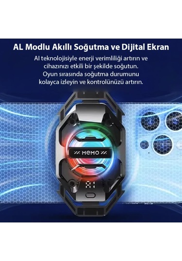-2 Derece Turbo Telefon Soğutucu Fan Oyun Yayıncı Youtuber İçin Telefon Soğutucu Memo