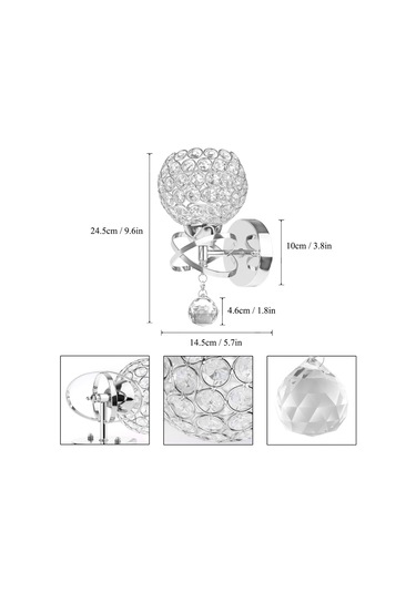 Symbee Gümüş Kristal Asma Lambası - Yatak Odası Mutfak Salon Duvar Aydınlatması - Avrupa Standartı E27 Lamba Tabanı Işık Kaynağı Hariç Beyaz
