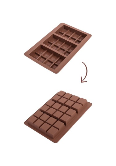 Dubai Çikolatası Kalıbı Silikon Çikolata Kalıbı Büyük Boy 1 Adet 27x17 Cm Kahverengi
