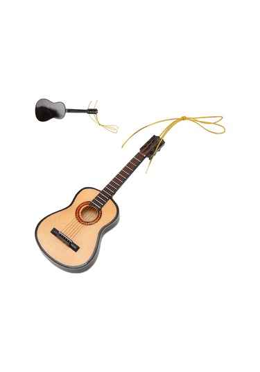 Vkemall Klasik Gitar Miniatur Ahşap Dekoratif Süs, Müzik Severlere Hediye, Noel Ağacı Asısı, Ev Ofis Dekoru