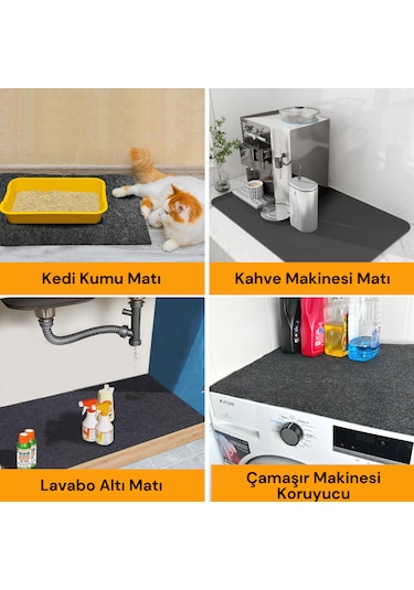 Beylini Su Geçirmez Buzdolabı Matı Kaymaz Taban Antrasit 91x91