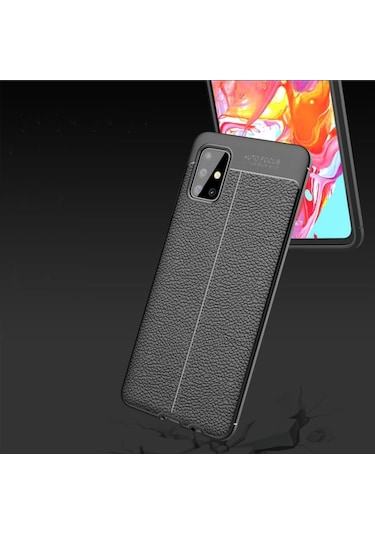 Samsung Uyumlu Galaxy A71 Kamera Korumali Deri Görünümlü Silikon Kilif 402642257