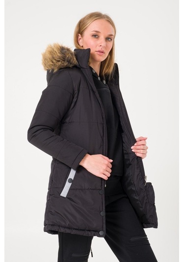 Toridas Kışlık Kürk Yaka Şişme Kadın Mont 7112siyahh 001