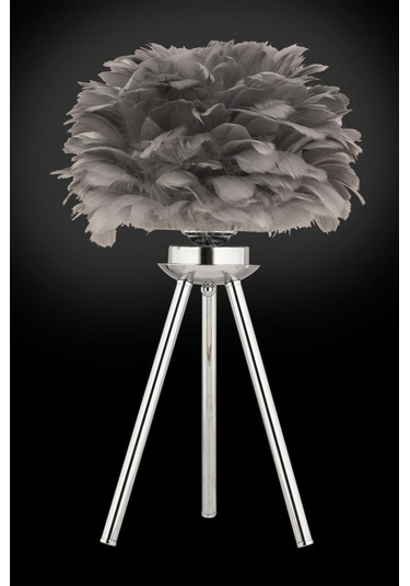 İstanbul Avize Abajur Gümüş Gri Deve Tüylü Abajur Gümüş