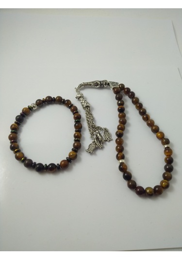 Kaplangözü Taşı Tespih ve Bileklik Takım/ Doğaltaş Tespih-Bilekli N11.5986