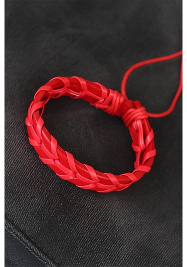 Dodes Dodes Kırmızı Örgü Deri Erkek Bileklik Tg27eb1852 Çok Renkli