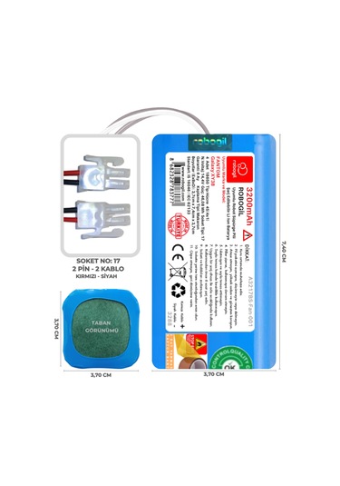 Fantom Galaxy Xy38 3200mah Uyumlu Robot Süpürge Pili A3217bs-fan-001