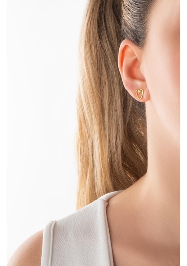 Büyülü Kalp 18 Ayar Sarı Altın Kaplama Gümüş Küpe Sarı