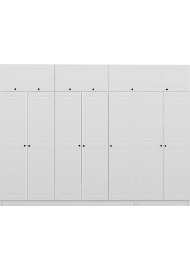 Minar Kale 7 Mebran Kapaklı 2 İç Çekmeceli Dolap Ve Yüklük Beyaz 235cm