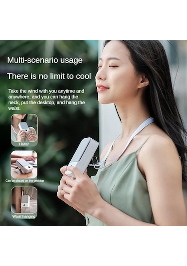 Yaz Açık Özel Boyun Asılı Fan Küçük Usb Şarj Tipi Elektrikli Akıllı Led Ekran Yüksek Kaliteli Fan Beyaz