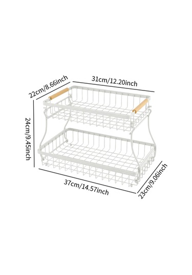 Suntek 2 Katlı Meyve Sepeti Yerden Tasarruf Sağlayan Büyük Beyaz