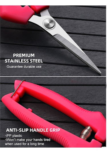 Hfambition Kırmızı Mini Eğik Uçlu Gölge Kesici, Çelik Bıçaklı Meyve Toplama Makası, Bahçe Budama Aracı 612