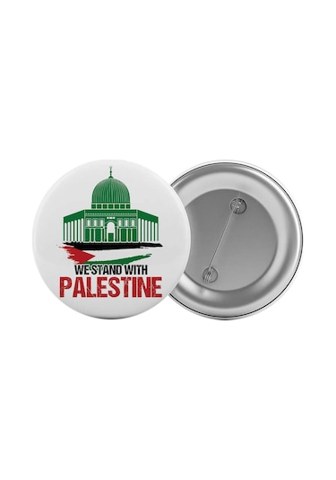 Filistin Çanta Rozeti 20 Adet En Büyük Boy 5.8cm İğneli Broş