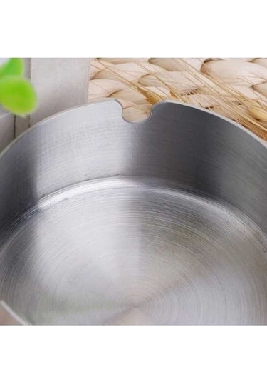 Ulzyvf Yuvarlak Üstü Taşınabilir Tablası Sigara Paslanmaz Küllük Kül İçin Gümüş Çelik Ku