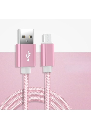 Gül Altın İos Uyumlu, Type-c Ve Mikro Usb İçin Ekstra Uzun Ve Dayanıklı 10ft Naylon Örgülü Telefon Şarj Kablosu 0.25m For Type-c