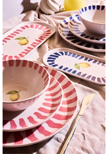 Limone 8 Parça 2 Kişilik Yemek Takımı Cokrenklı Desenli