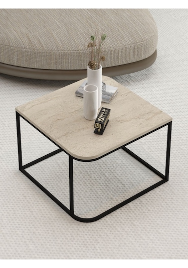 Orta Sehpa Tekli Damla Traverten Bej